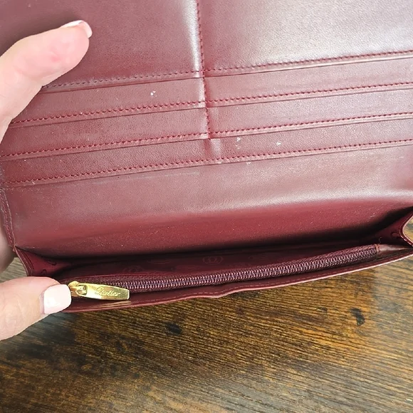 Cartier Maroon Leather Card Holder with Gold Logo - Picture 9 of 12